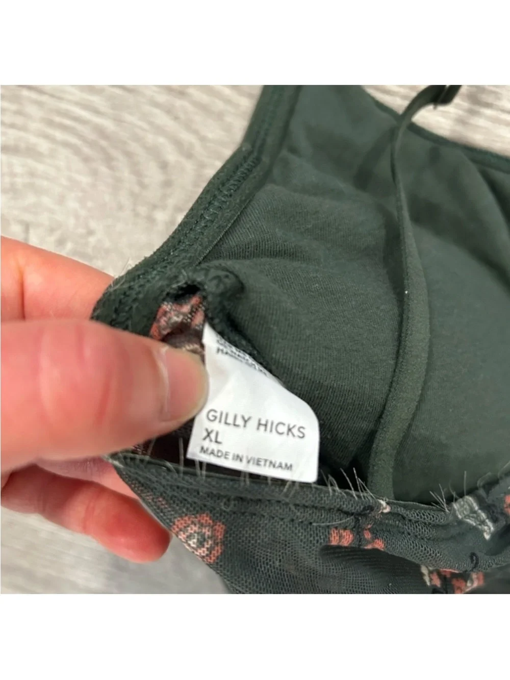 Gilly Hicks Dark Green Floral Ruched Bra Top